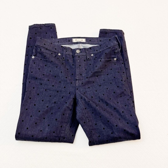 Madewell 9" High Rise Skinny Polka Dot Patterned Denim Jeans Size 28 - Picture 3 of 10